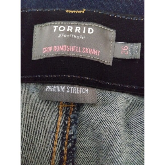 Torrid Crop Bombshell Skinny Jeans Blue Stretch Cotton Blend Womens Size 26 - Picture 10 of 10